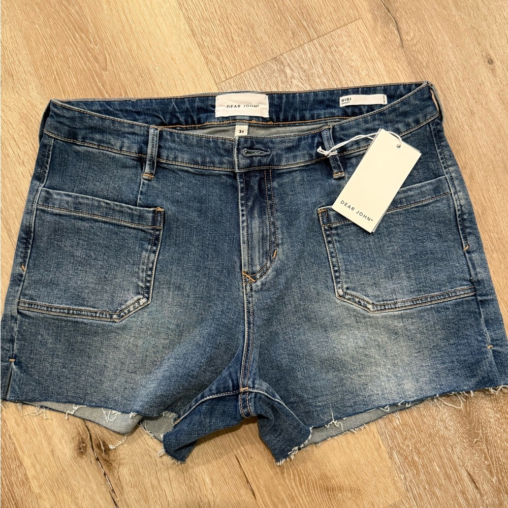 Dear John Blue Jean Shorts with Distressed Hem